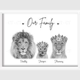 Personalised Lion Family Print Up To 8 Members Unframed - thumbnail 2