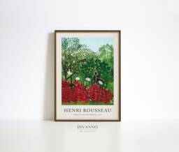 Rousseau Tropical Forest Print, Monkey Jungle Art, Exotic Floral Canvas - Digital - thumbnail 1