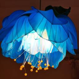 Hanging Lamp in The Form Of A Blue Gardenia Flower, Fairy Lighting - thumbnail 3