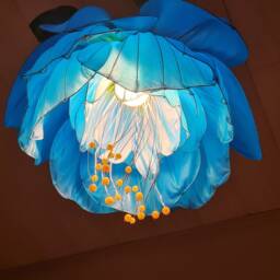 Hanging Lamp in The Form Of A Blue Gardenia Flower, Fairy Lighting - thumbnail 4