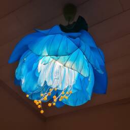 Hanging Lamp in The Form Of A Blue Gardenia Flower, Fairy Lighting - thumbnail 2