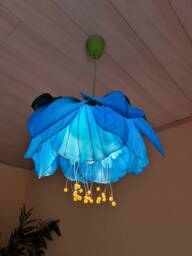 Hanging Lamp in The Form Of A Blue Gardenia Flower, Fairy Lighting - thumbnail 1