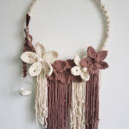 Macrame Flower Wall Hanging Bohemian Home Decor - thumbnail 3