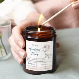 Personalised Birthday Candle Gift Floral Soy Wax Apothecary Jar