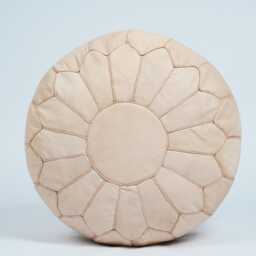 Next Day Delivery Prefilled Handmade Moroccan Leather Pouf Round Boho Ottoman Footstool - thumbnail 4