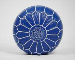 Next Day Delivery Prefilled Handmade Moroccan Leather Pouf Round Boho Ottoman Footstool - thumbnail 1