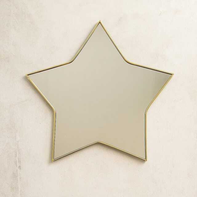 Handmade Moroccan Brass Star Mirror - Boho Wall Decor, Artisan Metal Mirror, Home Decoration - image 1