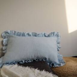 Set Of 2 Ruffled Linen Pillowcases - 100% Flax Linen, Shabby Chic Style, Multiple Sizes Available - thumbnail 3