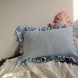 Set Of 2 Ruffled Linen Pillowcases - 100% Flax Linen, Shabby Chic Style, Multiple Sizes Available - thumbnail 2