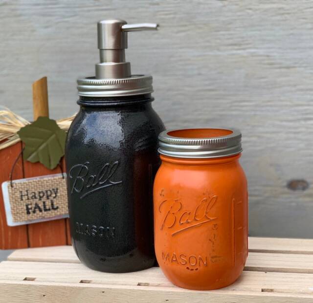 Fall Mason Jar Soap Dispenser Set - image 1