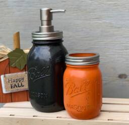 Fall Mason Jar Soap Dispenser Set - thumbnail 1