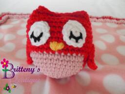 Baby Lovey Crochet Plush Pink Owl Fleece Security Blanket Snuggle Shower Gift