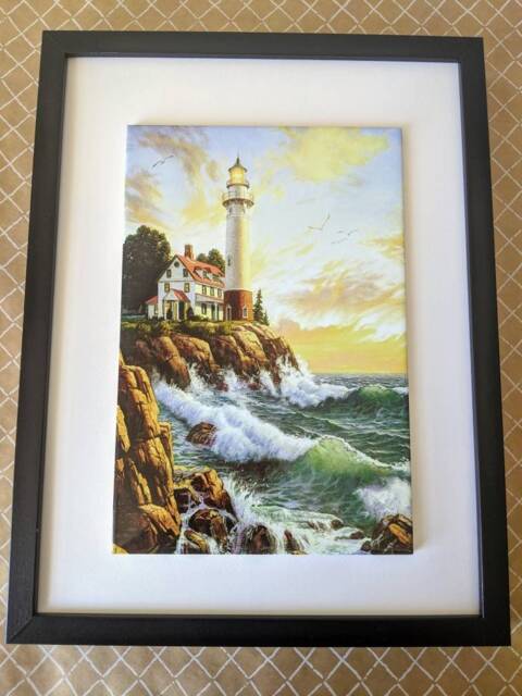 "Lighthouse Ceramic Wall Art Tile, 8"" By 12" - image 1