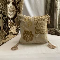"Embroidered Silk Velvet Pillow Cover Designer's Guild Linen, 20""x20" - thumbnail 3