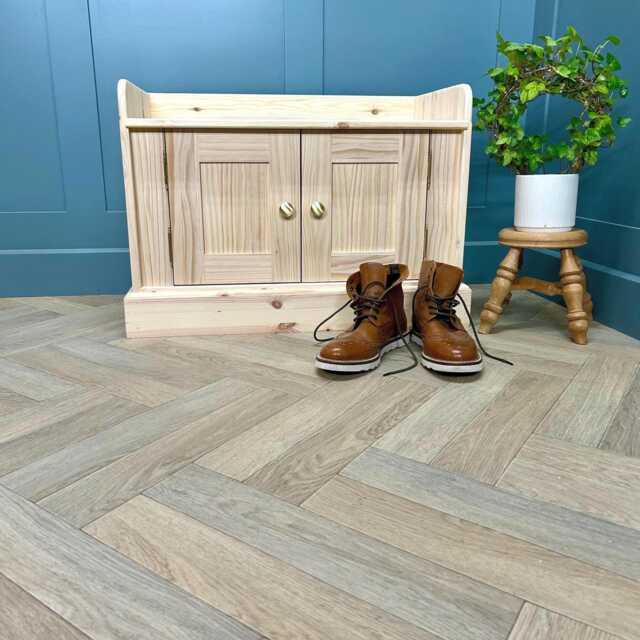 Solid Wood Hallway Storage Bench, 3Ft Backless Shoe Seat, Two Door Cabinet - image 1