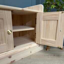 Solid Wood Hallway Storage Bench, 3Ft Backless Shoe Seat, Two Door Cabinet - thumbnail 4