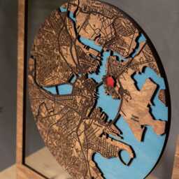 3D Floating City Map, Personalized Address Wall Art, Layered Wood Keepsake - thumbnail 2