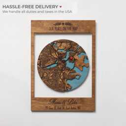 3D Floating City Map, Personalized Address Wall Art, Layered Wood Keepsake - thumbnail 3