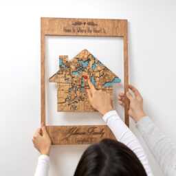 3D Floating City Map, Personalized Address Wall Art, Layered Wood Keepsake - thumbnail 4