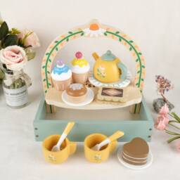 Personalised Wooden Afternoon Tea Dessert Set Toy, Wooden Toys, Children's Pretend Play Kitchen Food Toys, Cake, Teapot, Customized Gifts, Gifts - thumbnail 2