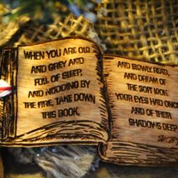 W.b Yeats Inspired Christmas Ornament Wood Bauble Festive Ireland When You Are Old Prom Book Rustic Handmade Wooden Tree Decoration - thumbnail 3