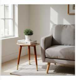Handcrafted Mango Wood Side Table Embossed Brass Inlay, Detachable Legs - thumbnail 3
