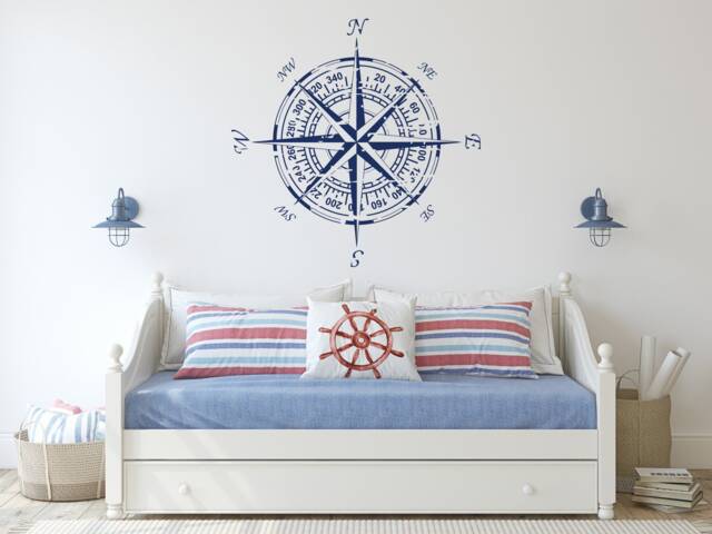 Compass Rose Wall Decal Nautical Coastal Decor P126 - image 1