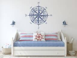 Compass Rose Wall Decal Nautical Coastal Decor P126 - thumbnail 1