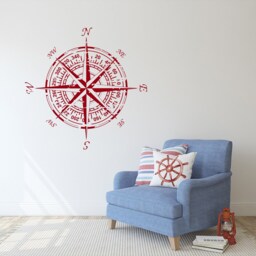 Compass Rose Wall Decal Nautical Coastal Decor P126 - thumbnail 2