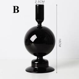 Black Glass Candlestick Holder - Candle Table Home Decor Candlesticks Vase Versatile - thumbnail 3