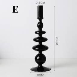 Black Glass Candlestick Holder - Candle Table Home Decor Candlesticks Vase Versatile - thumbnail 4