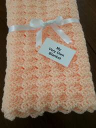 Peach Hand Crocheted Baby Blanket