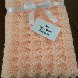 Peach Hand Crocheted Baby Blanket - thumbnail 2