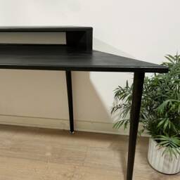 Bespoke Handmade Wooden Bay Window, Alcove, Angled Table/Desk. 200 X 60cm Dark, Two Tire, Shelf, Monitors Stand, Computer Desk, Solid Wood - thumbnail 2