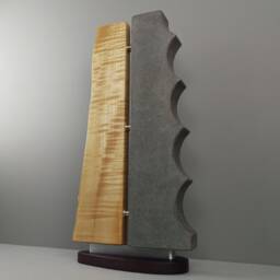 Live Edge Wood Sculpture - Figured Maple & Cast Concrete Table First Edition Art Contemporary Modern Home Decor - thumbnail 1