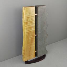 Live Edge Wood Sculpture - Figured Maple & Cast Concrete Table First Edition Art Contemporary Modern Home Decor - thumbnail 2