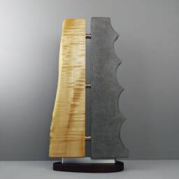 Live Edge Wood Sculpture - Figured Maple & Cast Concrete Table First Edition Art Contemporary Modern Home Decor - thumbnail 3