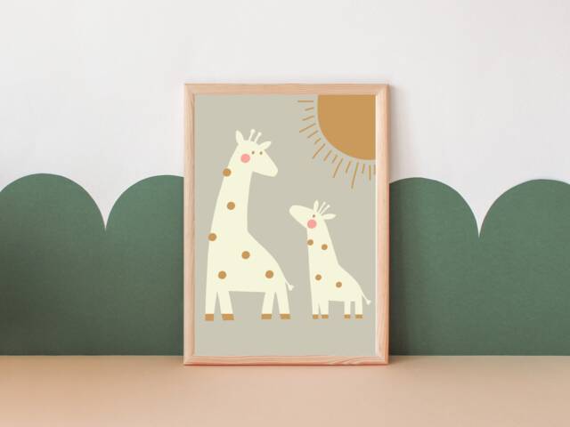 Scandi Safari Animal Print. Giraffe Prints, Gender Neutral Wall Art For Playrooms, Nurseries, Boys & Girls Rooms - image 1