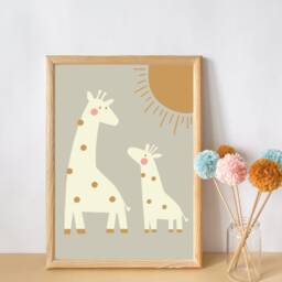 Scandi Safari Animal Print. Giraffe Prints, Gender Neutral Wall Art For Playrooms, Nurseries, Boys & Girls Rooms - thumbnail 2