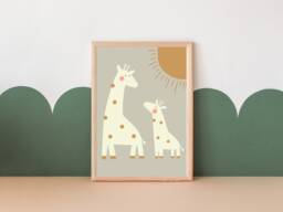 Scandi Safari Animal Print. Giraffe Prints, Gender Neutral Wall Art For Playrooms, Nurseries, Boys & Girls Rooms - thumbnail 1