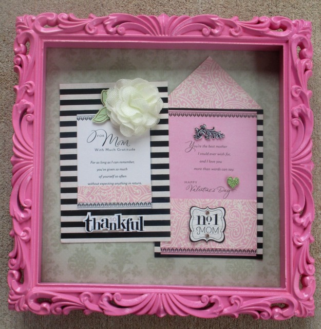 Mom Valentine's Day Gift, No 1 Mom, Pink Shadow Box, Valentine Card Framed, Gift For Wall Decor - image 1