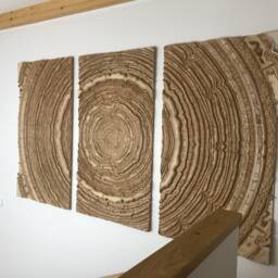 3D Wood Triptych Wall Art, Modern Trunk Panels - thumbnail 3