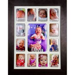Newborn Baby 1st Year Personalised Photo Frame 1-12 Months - White & Blue Insert - thumbnail 2