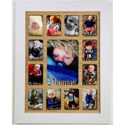 Newborn Baby 1st Year Personalised Photo Frame 1-12 Months - White & Blue Insert - thumbnail 3
