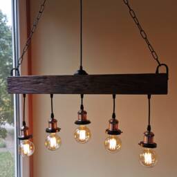 Handmade Wood Beam Chandelier Rustic Farmhouse Lighting No Us Customs Fees - thumbnail 3