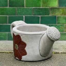 Concrete Watering Can Flower Pot Stone Garden Plant Ornament Cement Planter Handmade Decor Flowers Lover Gift - thumbnail 3