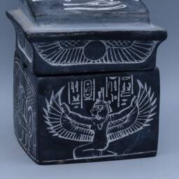 Canopic Box Jars 4 Art Pharaonic - 2 Color Carved Inscriptions Stone Made in Egypt - thumbnail 4