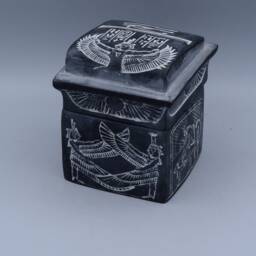 Canopic Box Jars 4 Art Pharaonic - 2 Color Carved Inscriptions Stone Made in Egypt - thumbnail 3