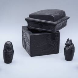 Canopic Box Jars 4 Art Pharaonic - 2 Color Carved Inscriptions Stone Made in Egypt - thumbnail 2