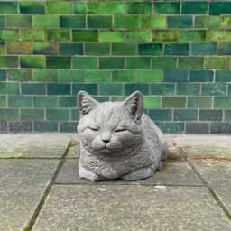 Concrete Sleeping Cat Figure Handmade Kitten Lawn Sculpture Outdoor Memorial Pet Decor Stone Kitty Statue Cement Ornament Yard Art Gift - thumbnail 1
